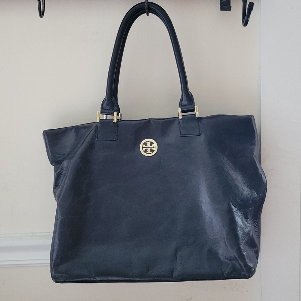 TORY BURCH Black Patent Leather Satchel Shoulder Bag